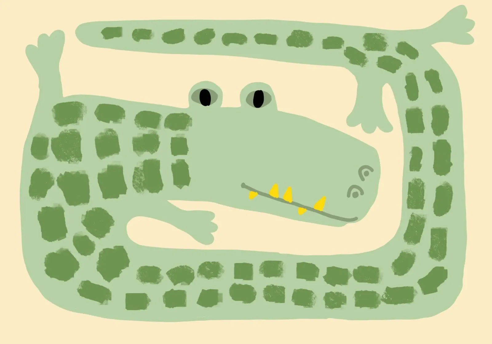 Cute Alligator Playful Minimalist Art canvas with Floater frame by vintagepod