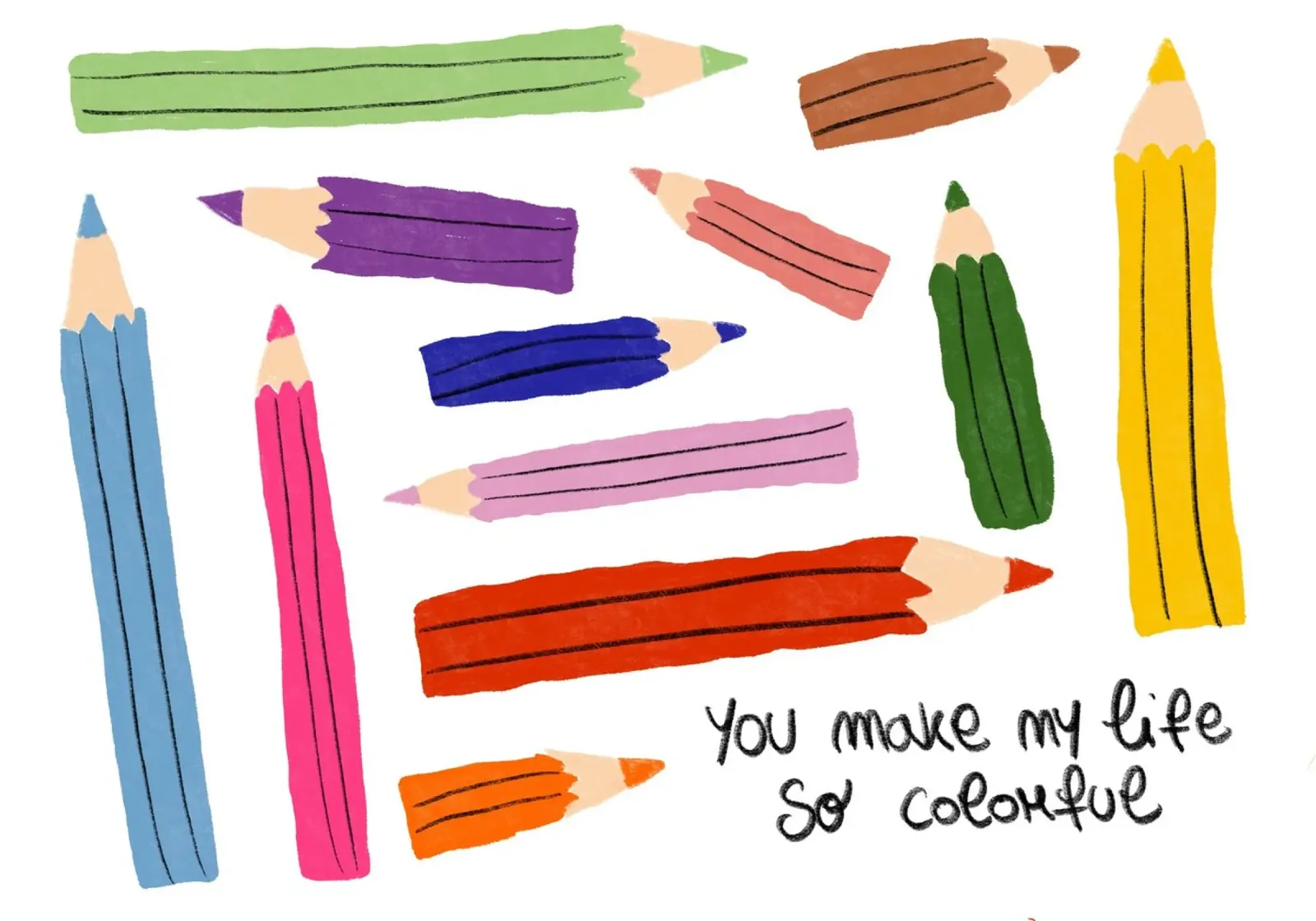 Affiche 'You Make My Life So Colourful' (Tu rends ma vie si colorée) poster avec cadre en bois de vintagepod