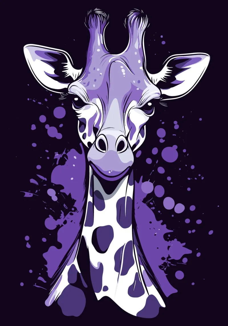 Purple giraffe in pop art splatter style poster by pixelbull - medieval art and more