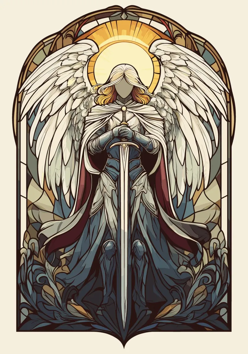 Exalted angel with sword in an arc poster by pixelbull - medieval art and more