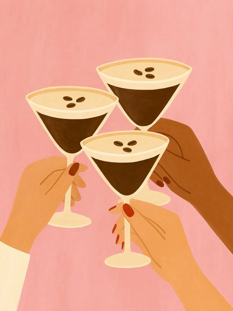 ESPRESSO MARTINI, Cocktail Art, Femminilità Minimalista tela con Cornice a cassetta da PurePeachStudio