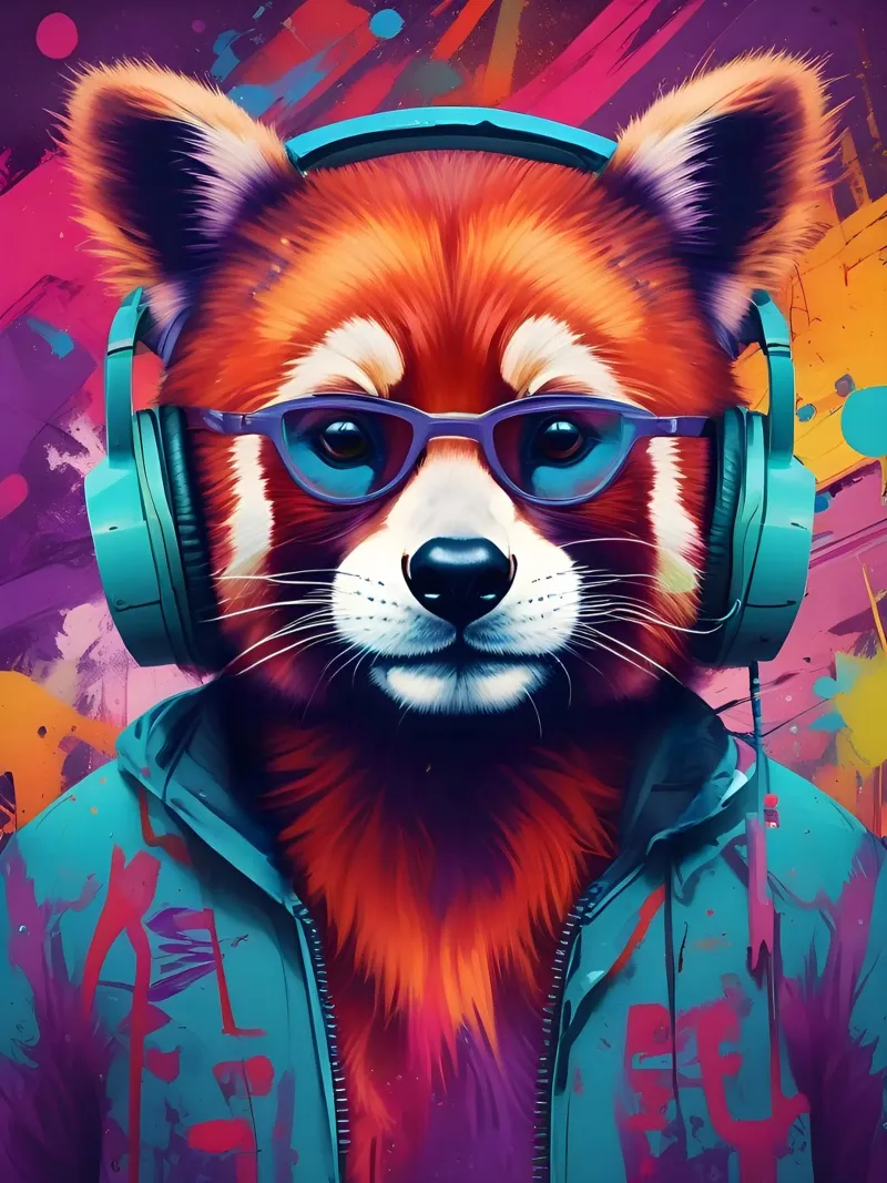 Panda rosso con gli occhiali musica poster da MakArena