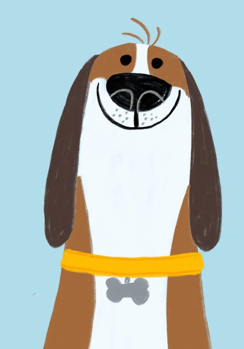 Ritratto di cane felice Poster artistico minimalista poster da vintagepod