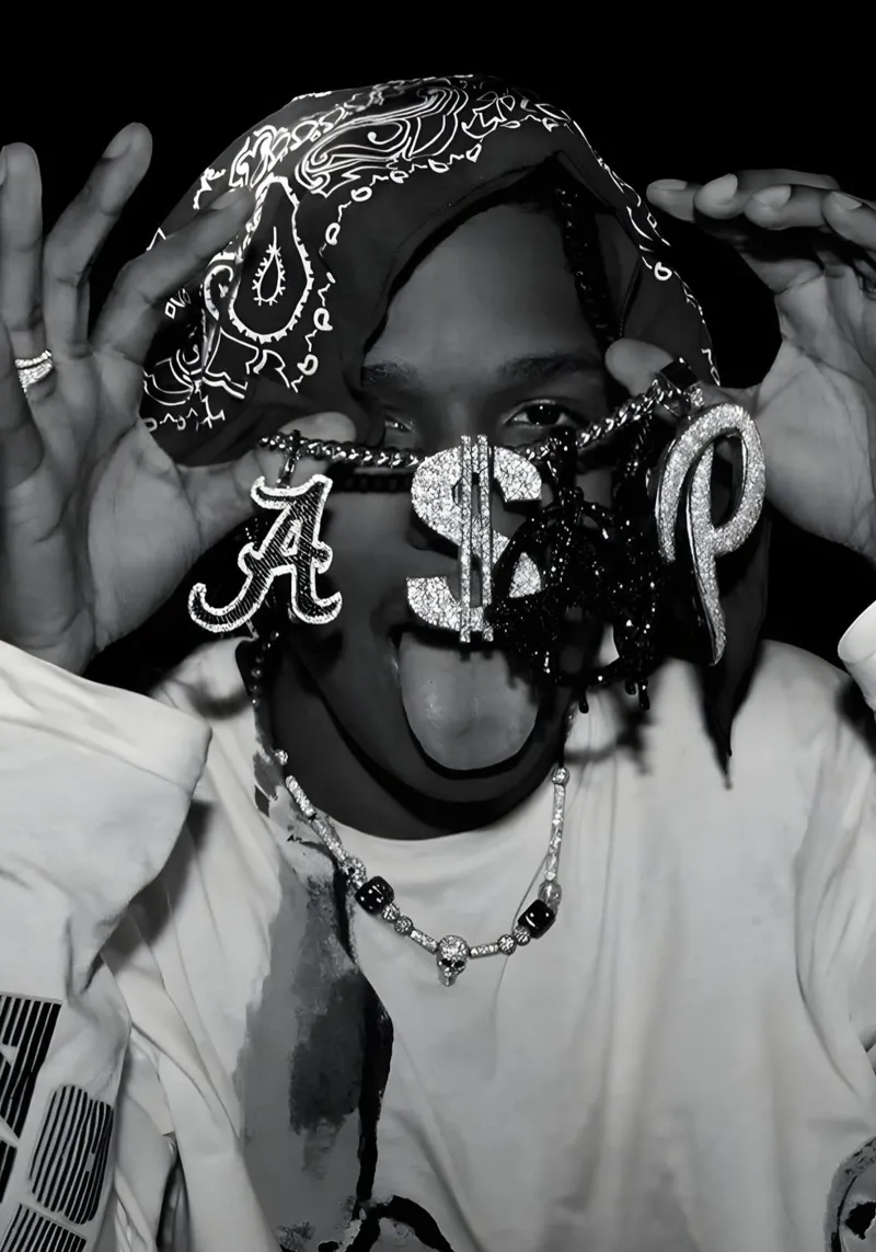 A$AP ROCKY poster con telaio in alluminio da Low poly art