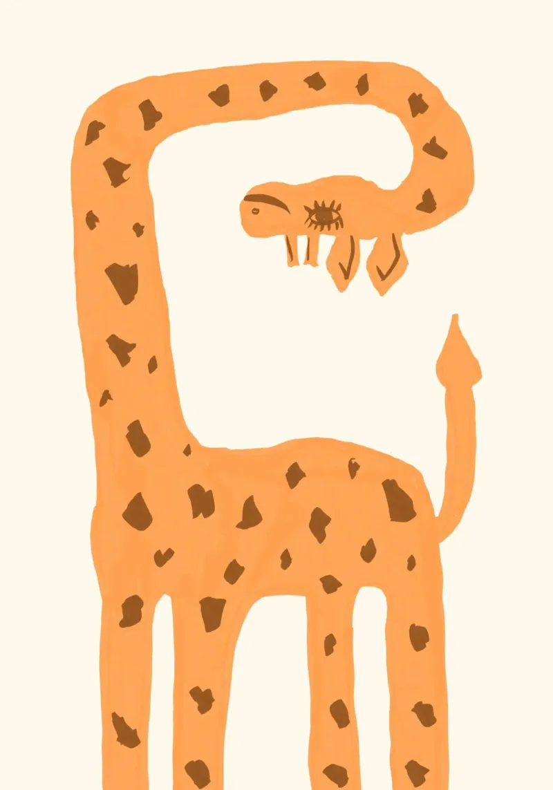 Abstracte Giraffe en Kleine Dieren Poster canvas met Baklijst van vintagepod