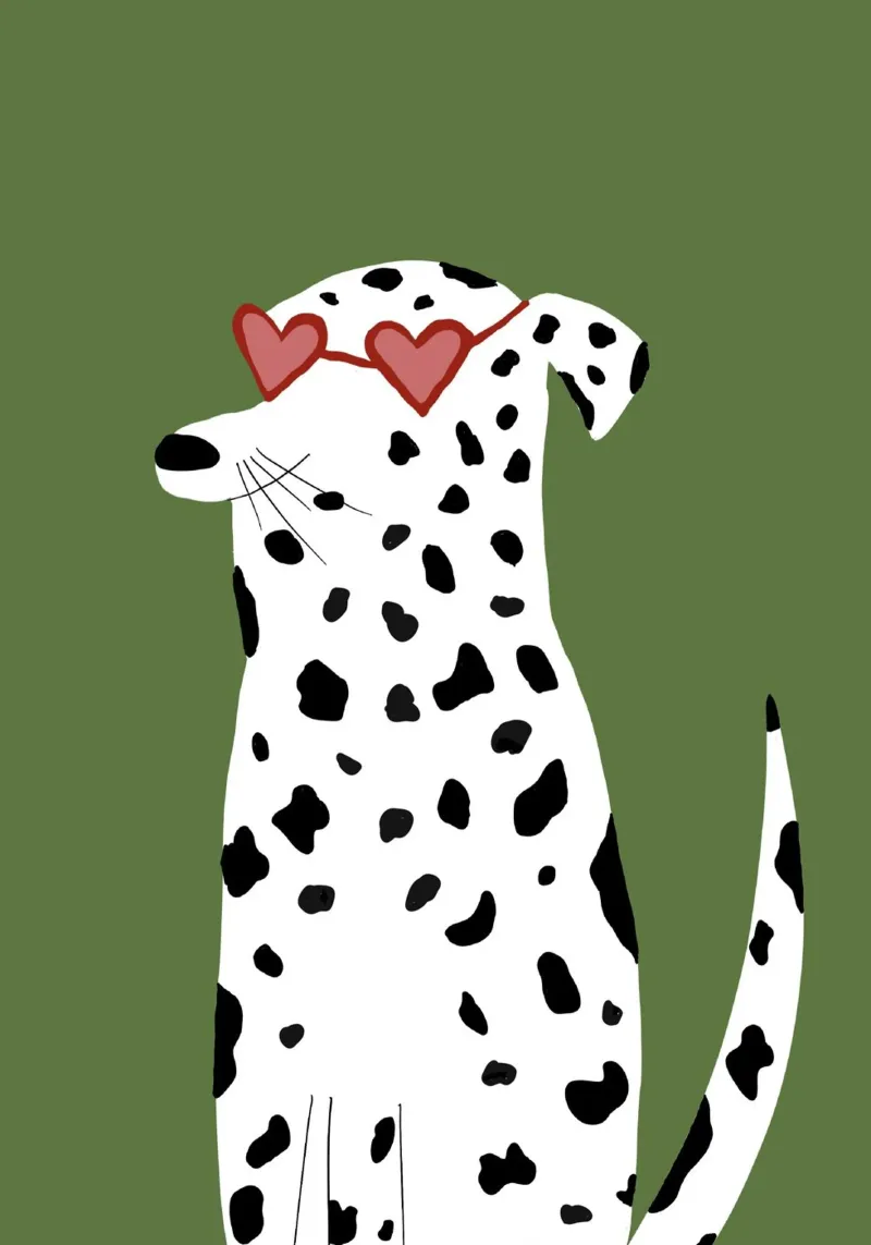 Dalmatian with Heart Sunglasses Modern Art canvas with Floater frame by vintagepod