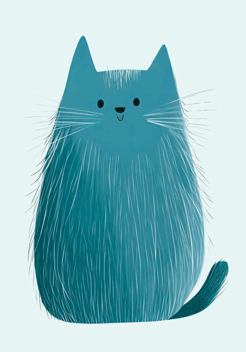 Poster per bambini e camerette con un simpatico gatto azzurro poster con telaio in legno da vintagepod