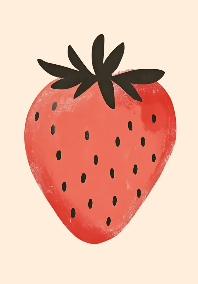 Minimalistische Aardbei Art Print - Modern Fruit Keukendecor canvas met Baklijst van vintagepod