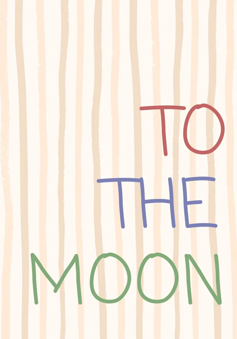To The Moon Retro Typography Art Print poster con marco de madera de vintagepod