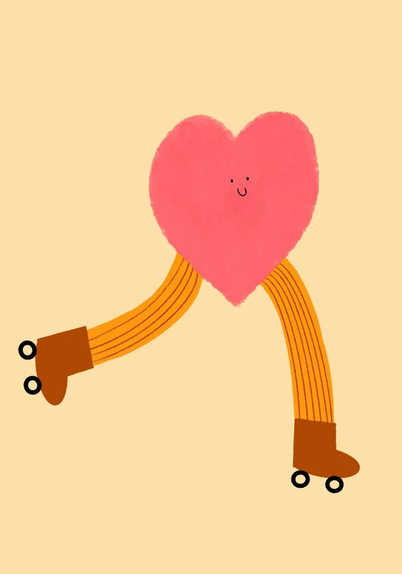 Cuore sui pattini a rotelle Stampa artistica divertente e stravagante poster da vintagepod