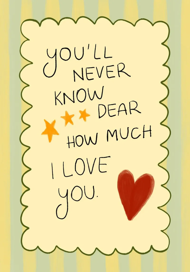 "You'll Never Know" Hartelijke Liefde Kunstdruk canvas met Baklijst van vintagepod