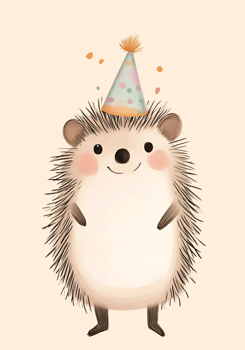 Cute Hedgehog with Party Hat Nursery Art canvas with Floater frame by vintagepod