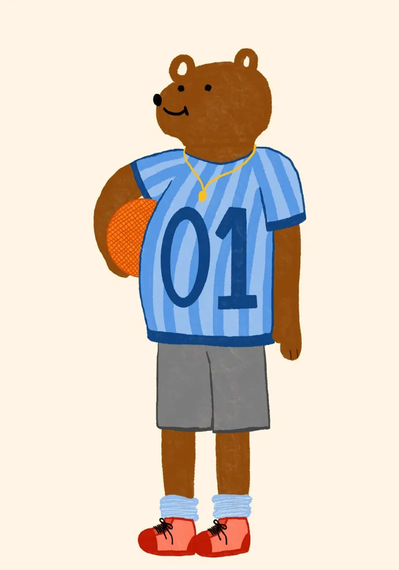 Impresión artística de un oso de baloncesto lienzo con Marco flotante de vintagepod