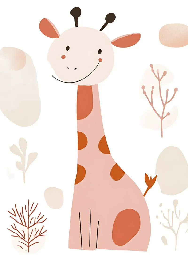 Sweet Pink Giraffe Boho Nursery Art Print canvas met Baklijst van vintagepod