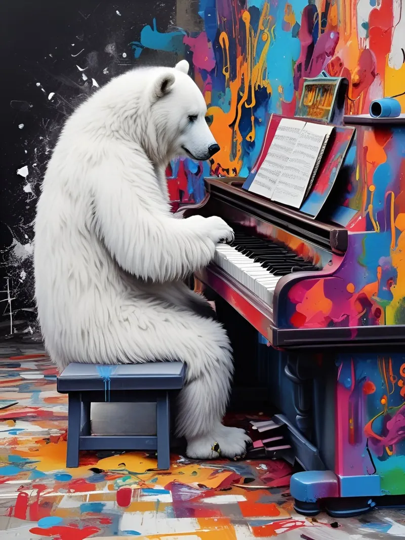 L'orso polare suona il pianoforte poster da MakArena