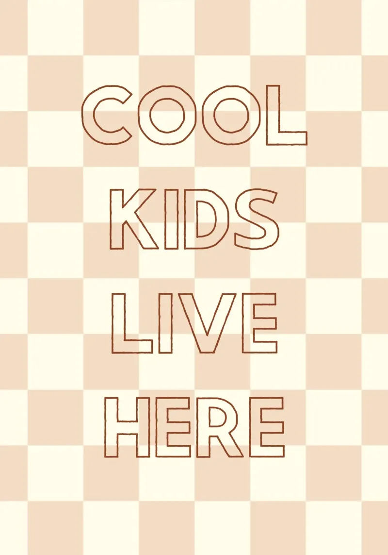 "Poster a scacchi "Cool Kids Live Here tela con Cornice a cassetta da vintagepod