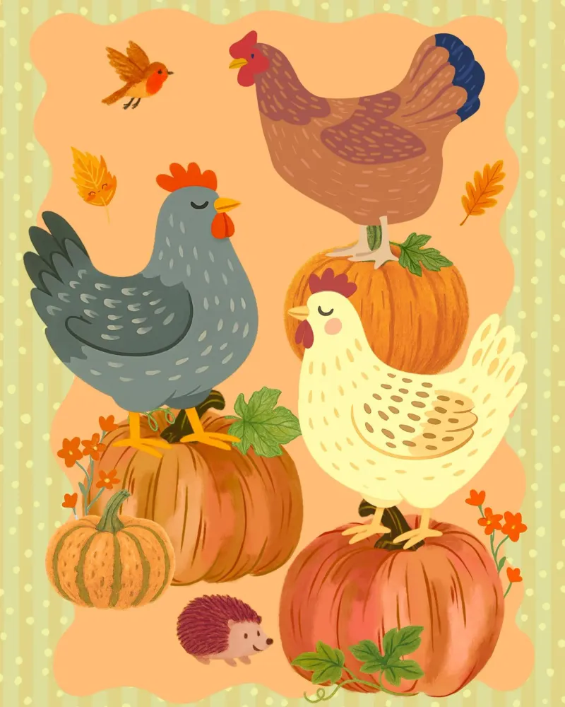 Amici della zucca - Illustrazione poster da Taika Tori Art