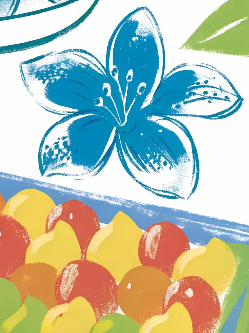 Fiori e frutta poster con telaio in legno da PREKETEWE