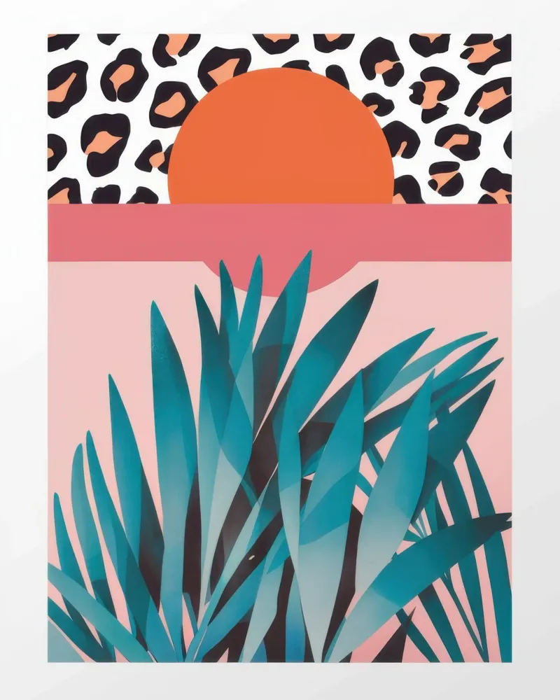Tramonto tropicale minimalista poster con telaio in alluminio da Moon Revolver