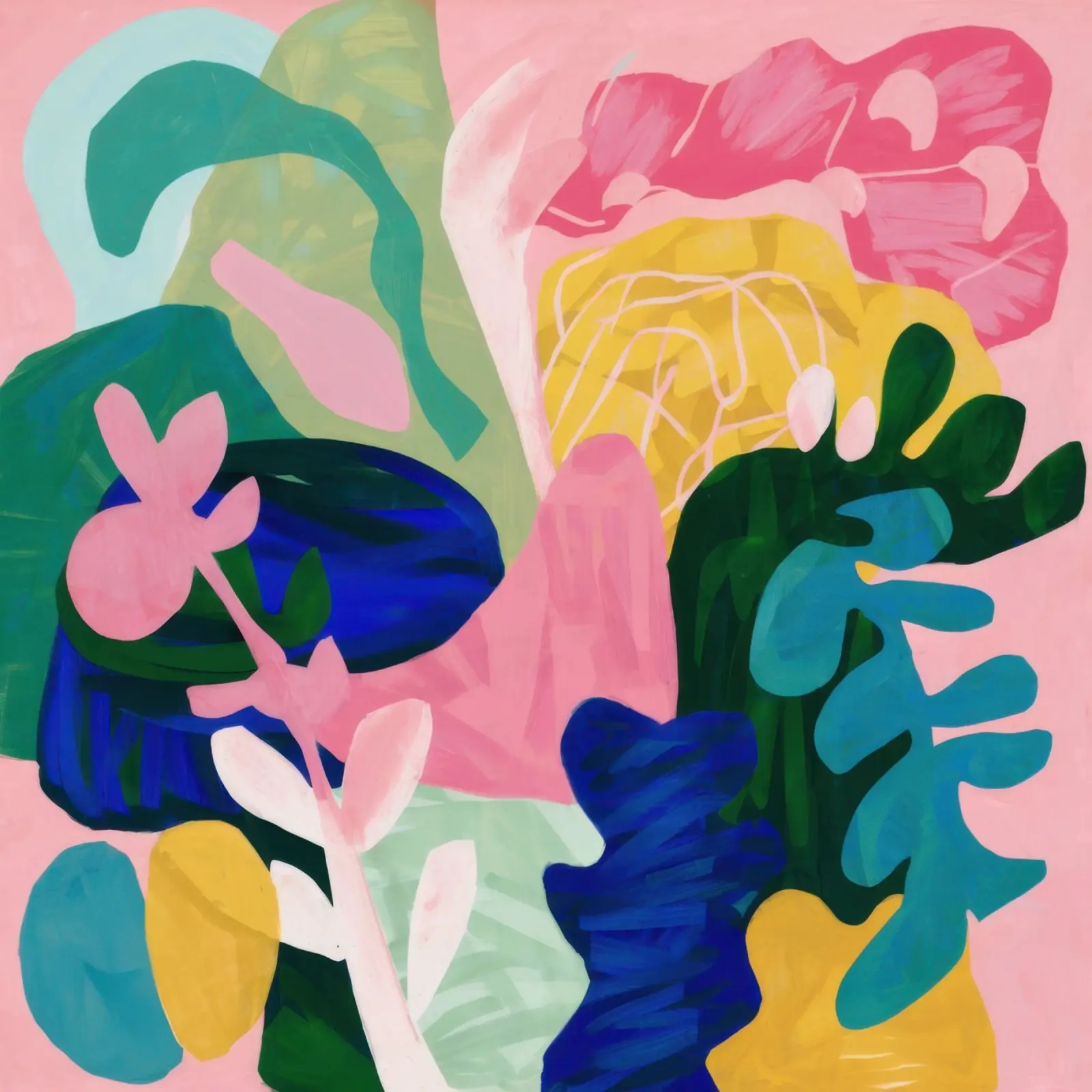 Vreugdevolle abstracte tuin poster met houten frame van Wish Studio