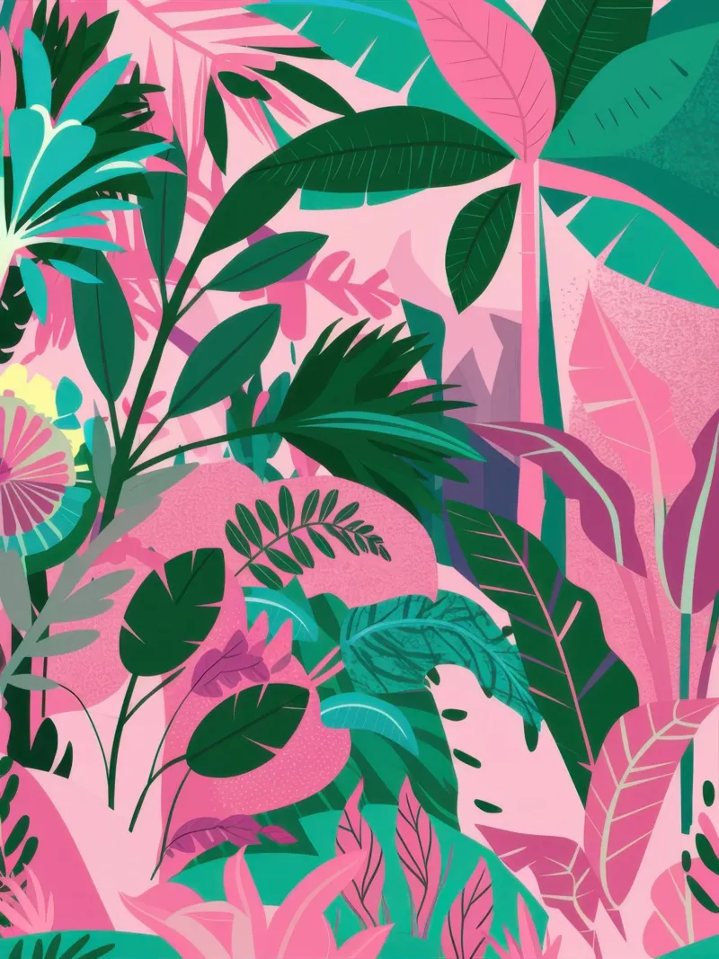 Verdant Pink Jungle canvas met Baklijst van Wish Studio