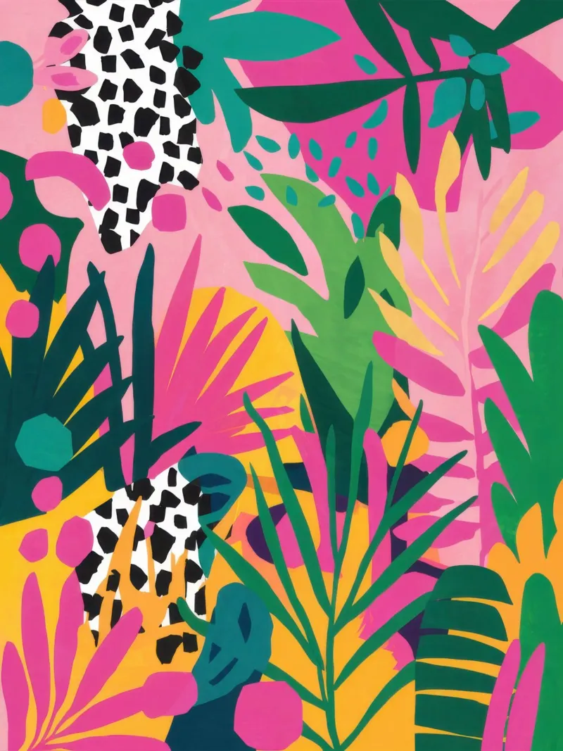 Wild Maximalist Garden canvas with Floater frame by Echo Saber
