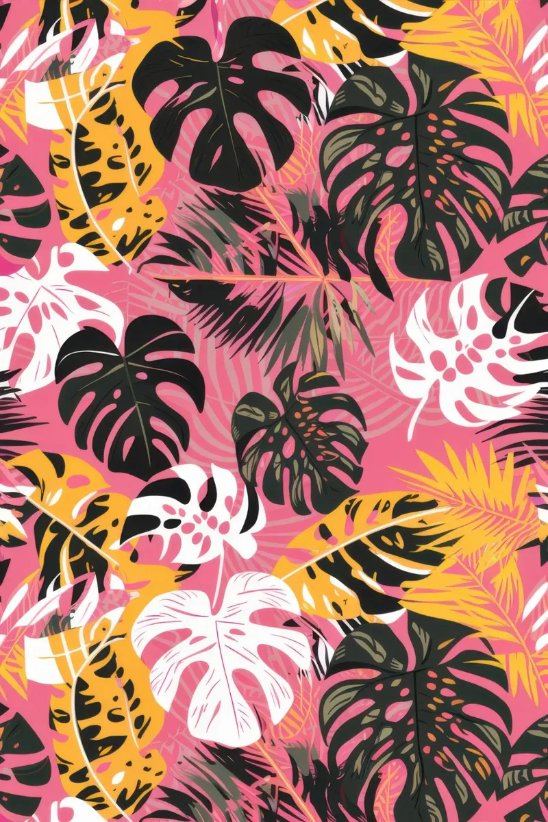 Purè di Monstera rosa poster con telaio in legno da Heaven Craft