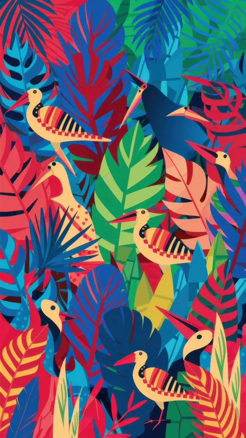 Chromatic Jungle Dream canvas with Floater frame by Echo Saber