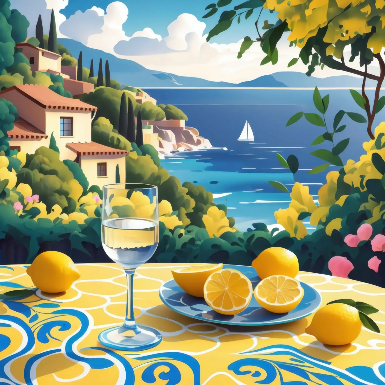 Terrazza dei limoni Paesaggio marino poster da Wish Studio