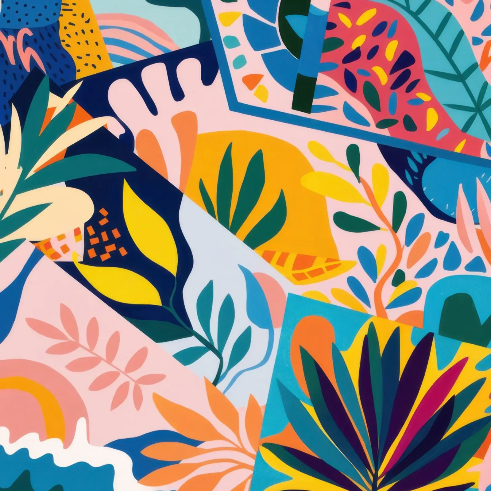 Joyful Abstract Garden canvas with Floater frame by Moon Revolver