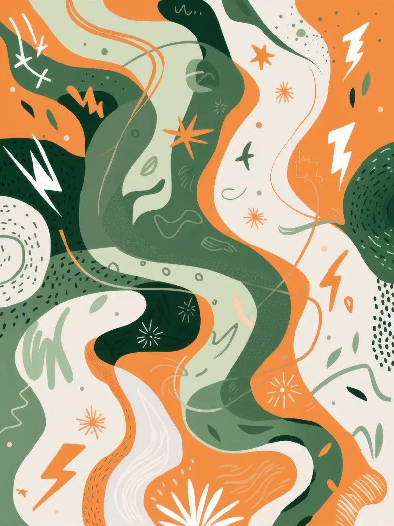 Flowing Botanical Forms poster with wooden frame by Moon Revolver