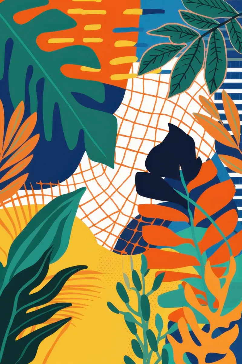 Tropic Grid Fusion Poster mit Holzrahmen von Moon Revolver