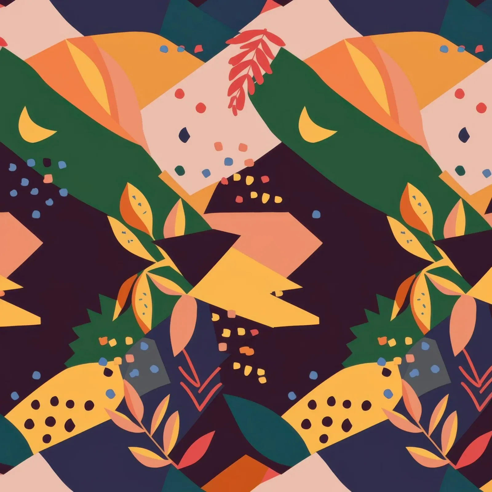Nocturnal Abstract Garden canvas with Floater frame by Moon Revolver