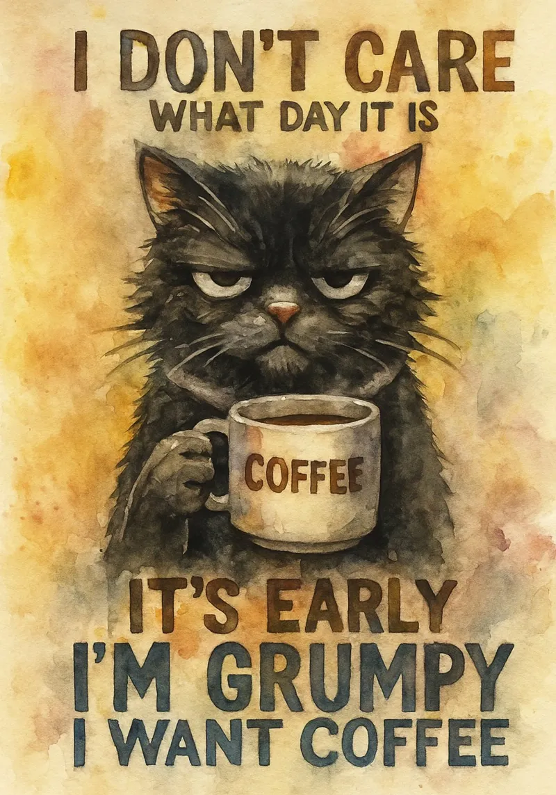 divertente gatto del caffè poster da tanabaroo