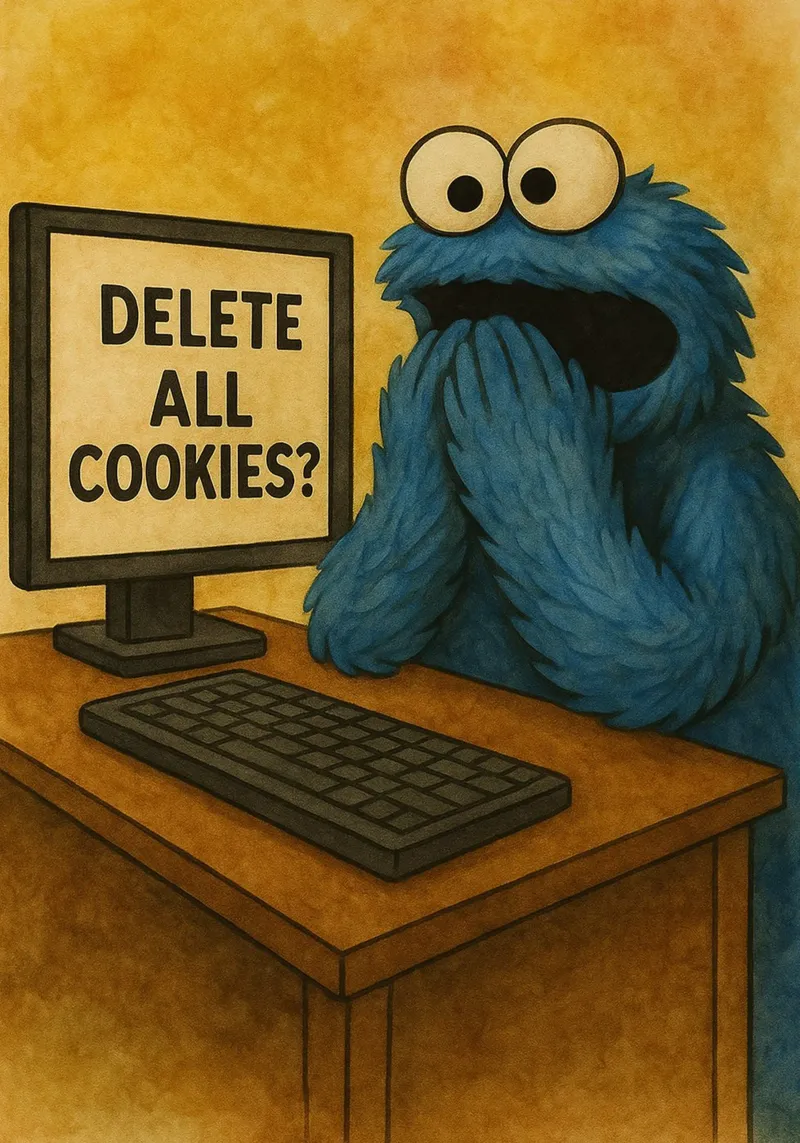 bambola divertente cancellare tutti i cookie umorismo da ufficio poster con telaio in plastica da tanabaroo