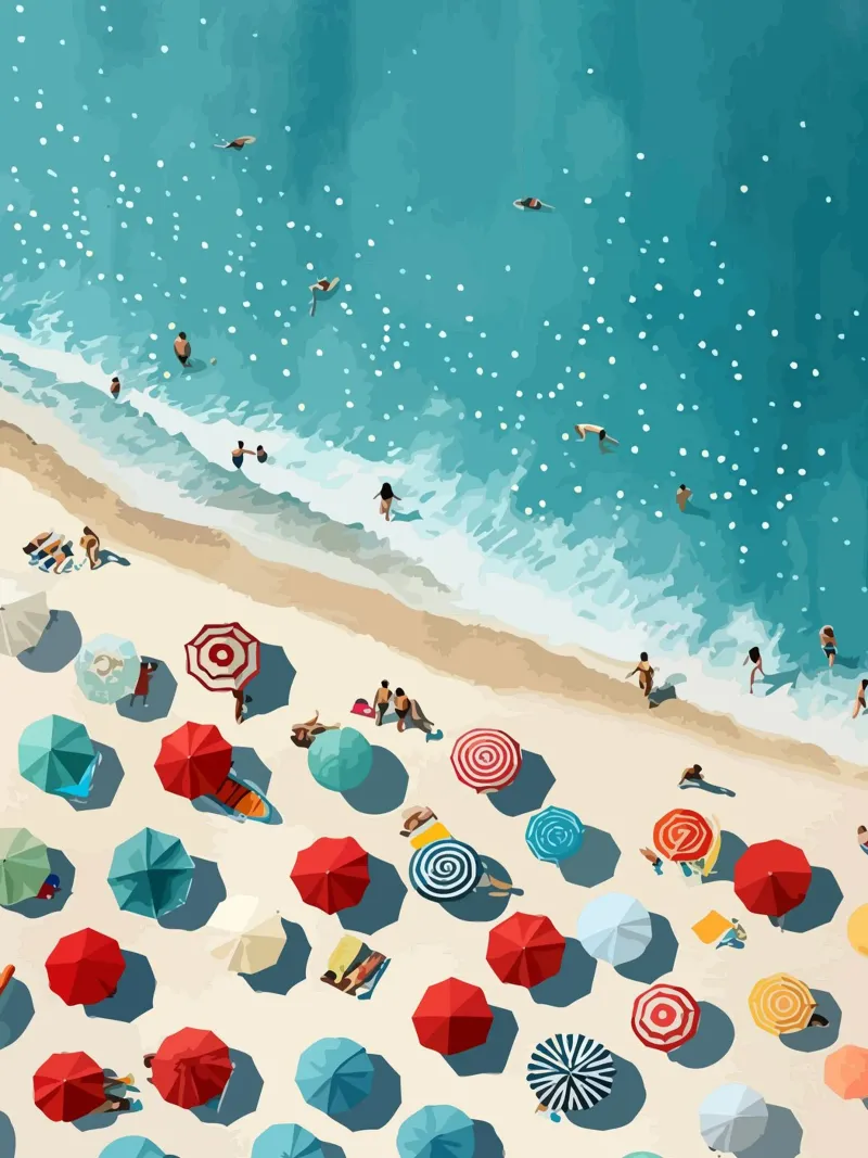 beach view from above canvas with Floater frame by Dumery Art
