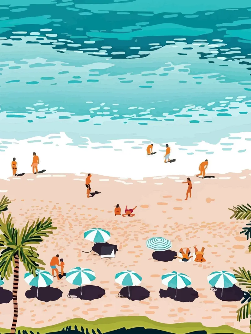 beach view canvas met Baklijst van Dumery Art