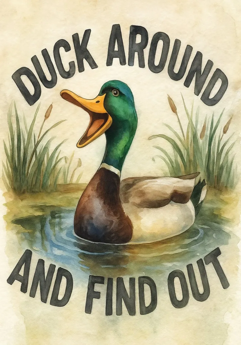 funny duck around and find out poster by tanabaroo