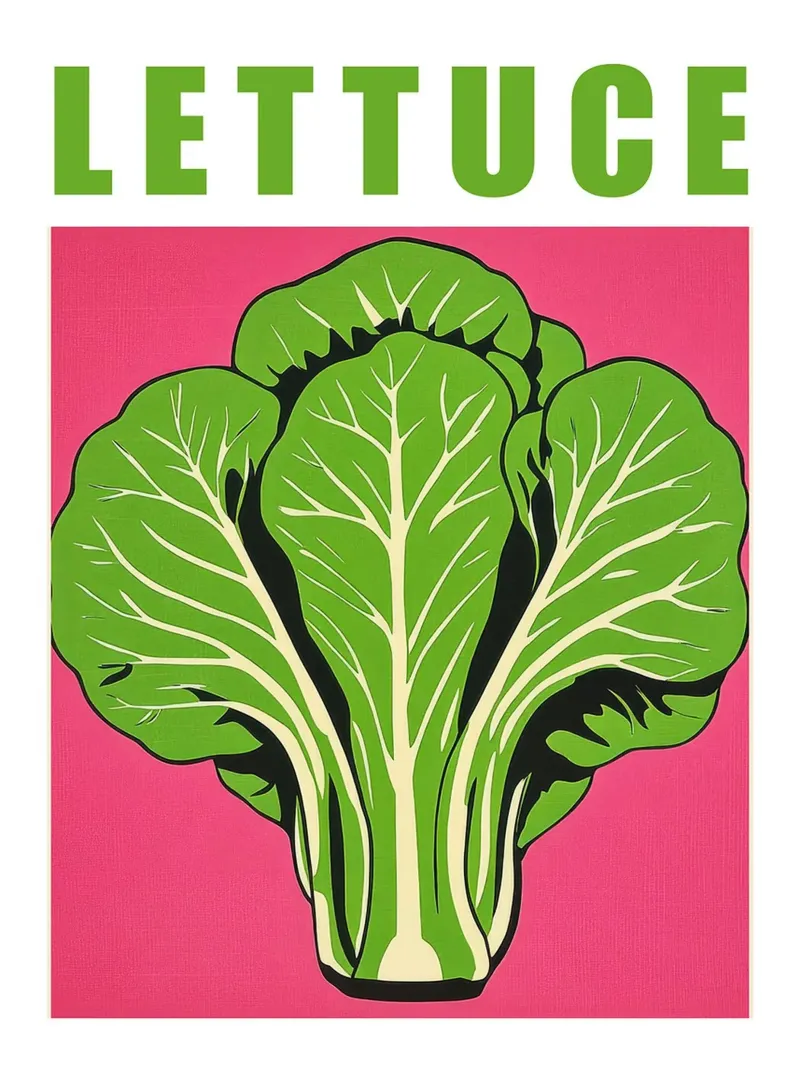 Stampa d'arte retrò sulla lattuga in cucina poster con telaio in legno da Maria Maier