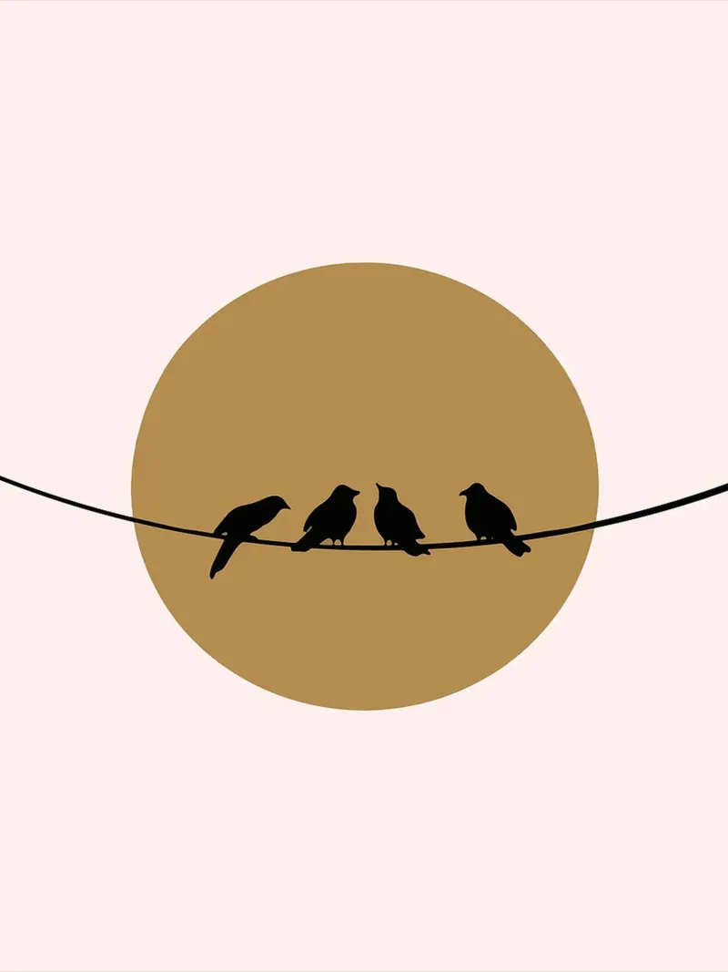 Birds on a Wire canvas with Floater frame by Maria Maier