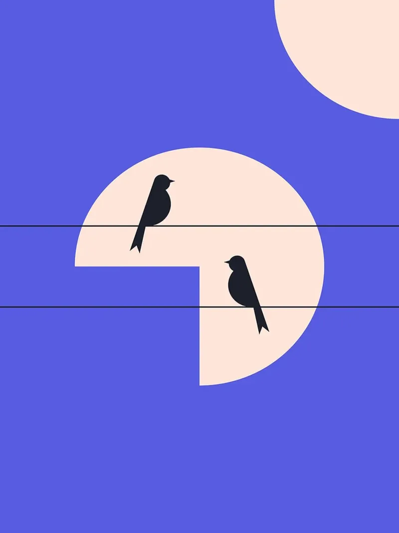 Birds sit on wires canvas with Floater frame by Maria Maier