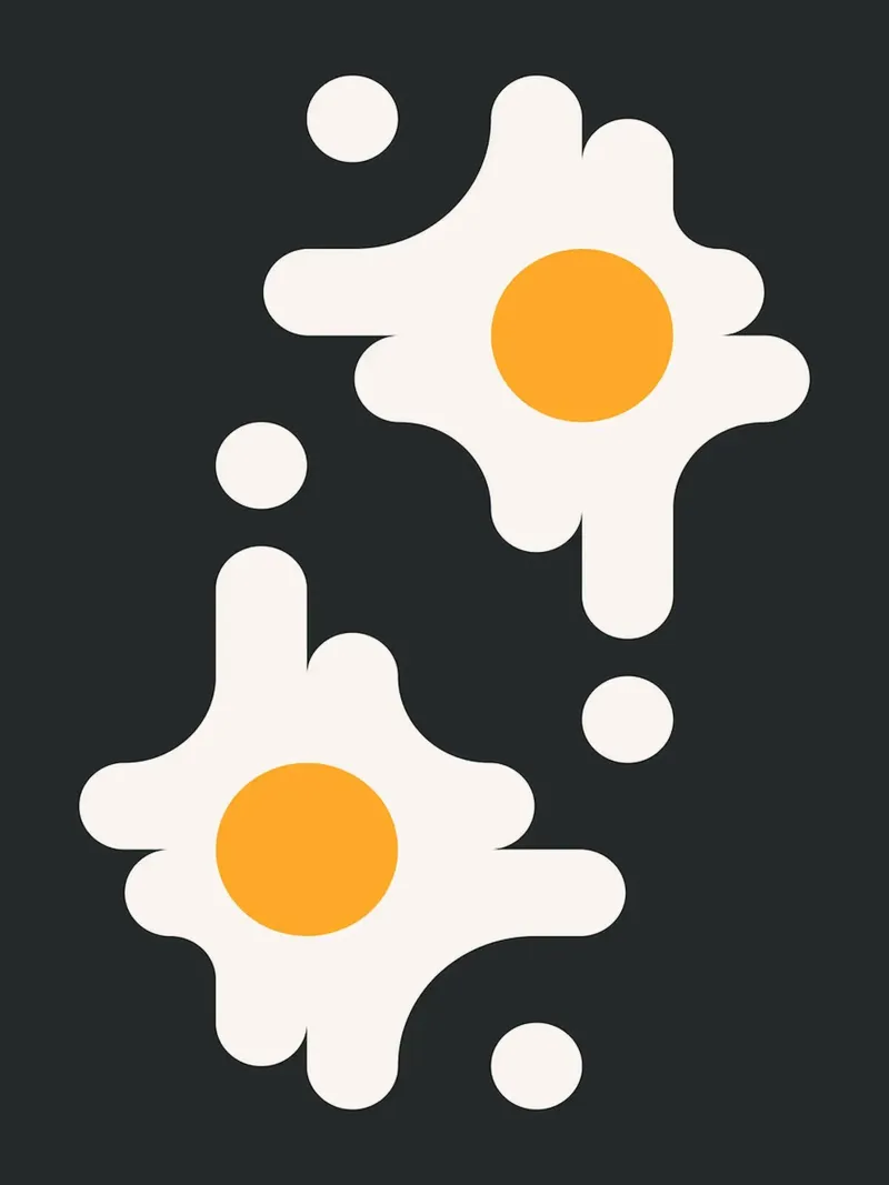 Geometric fried egg canvas with Floater frame by Leon Franke