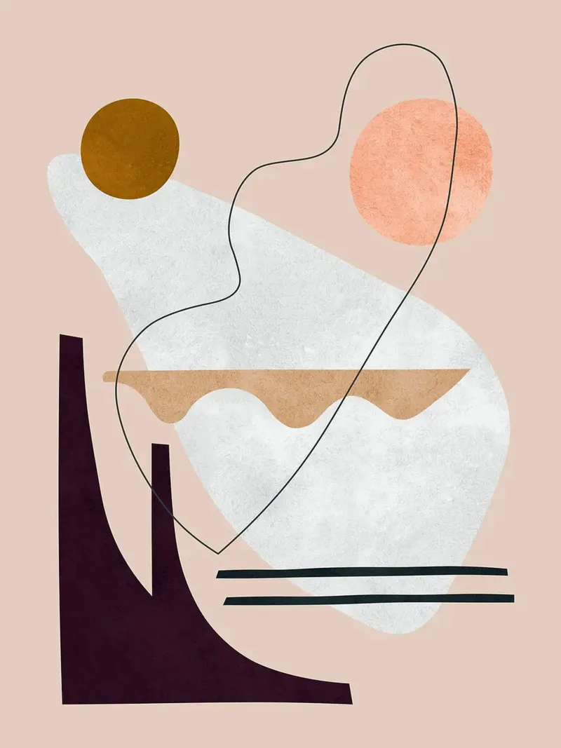 Lines and brushstrokes canvas with Floater frame by Leon Franke