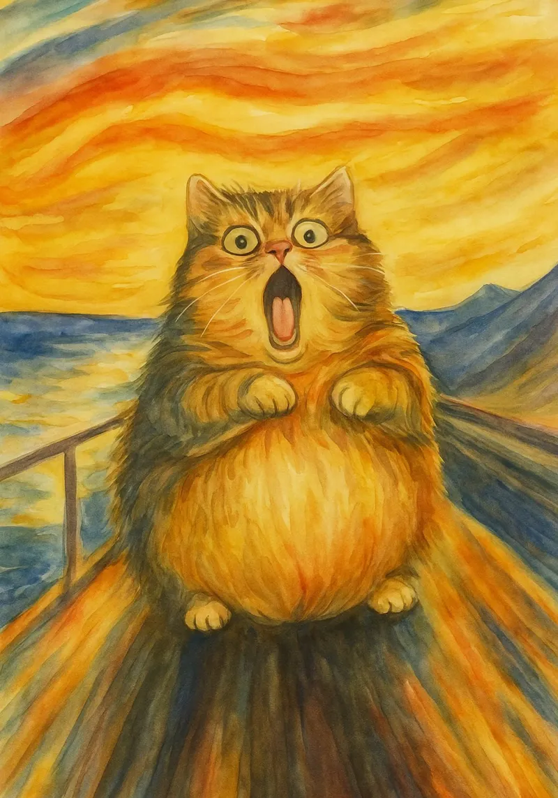 funny scream fat cat canvas with Floater frame by tanabaroo