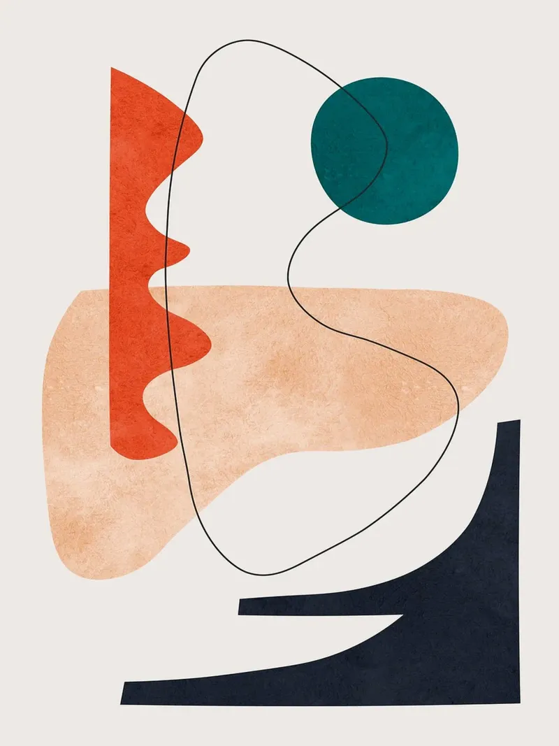 Linien und Pinselstriche Leinwand mit Schattenfugenrahmen von Lisa Becker