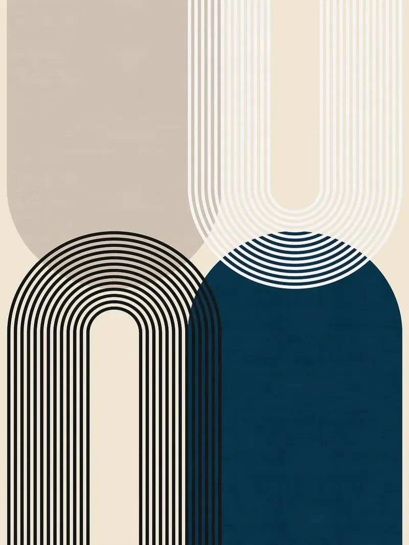 Geometria delle linee poster con telaio in legno da Lisa Becker