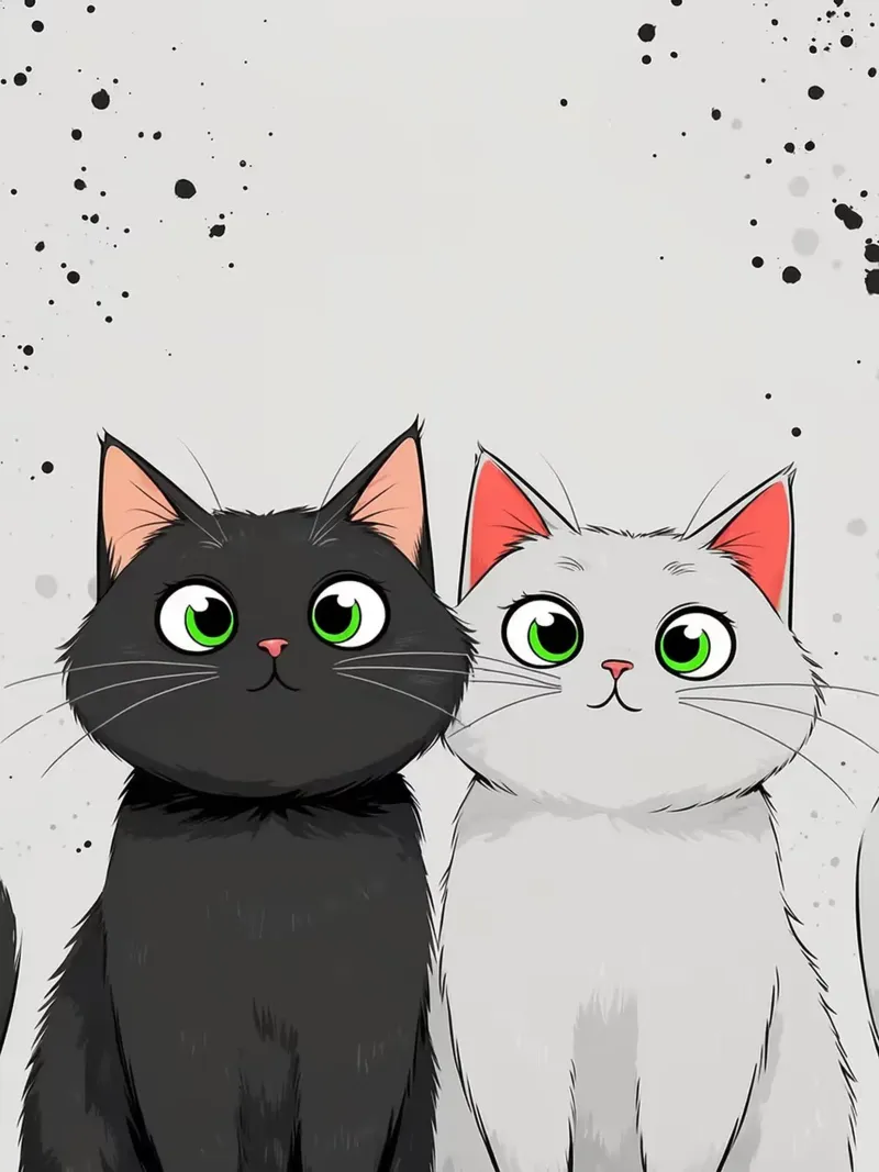 Gatti carini dei cartoni animati poster con telaio in alluminio da Hannah Meyer