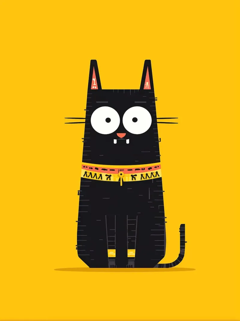 Simpática ilustración de un gato negro poster de Hannah Meyer