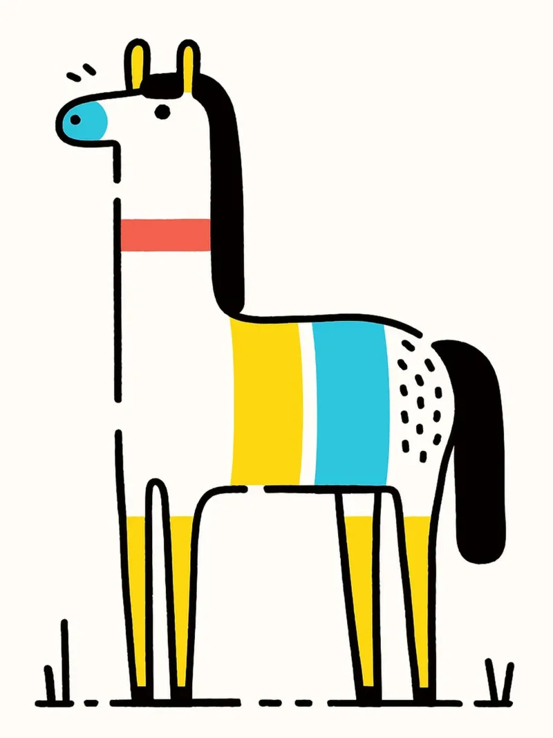 Cavallo colorato dei cartoni animati tela con Cornice a cassetta da Hannah Meyer