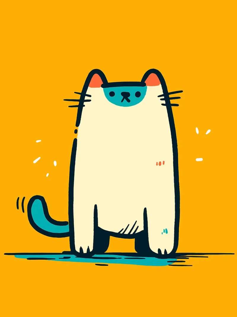 Illustrazione di un gatto carino dei cartoni animati poster con telaio in plastica da Hannah Meyer